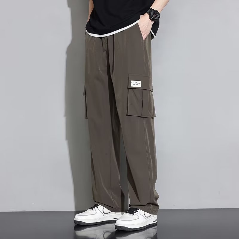Men's Summer New Ice Silk Overalls Brown Green - D&A