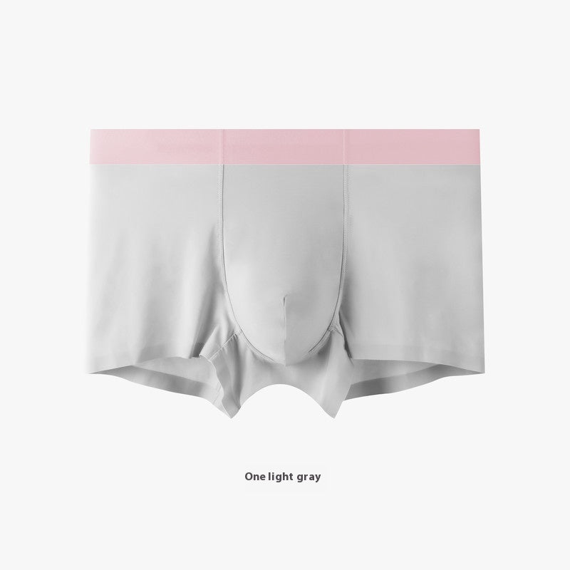 Seamless Men's Ice Silk Underwear Breathable Antibacterial Pink Gray - D&A