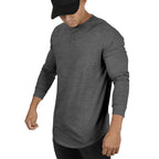Men's Long-sleeved Casual Round Neck Solid Color Top Bottoming T-shirt - D&A