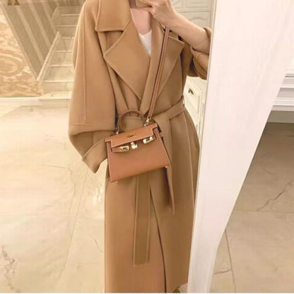 Mid-length Fall Winter Fashion Socialite Below-the-knee Coat Camel - D&A