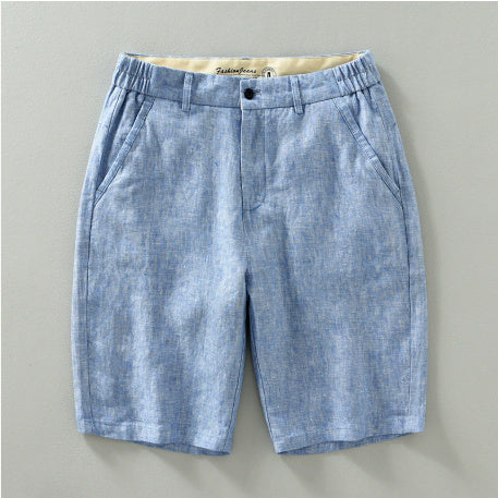Linen Shorts Men's Loose Plus Size Light Blue - D&A