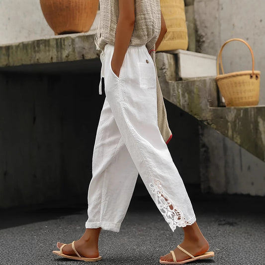 Women's Casual Pants Baggy Straight Trousers - D&A