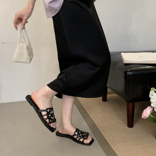 Summer Roman Style Hollow-out Slippers Flat All-match Vacation Style Beach Slippers Women - D&A