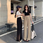 New High Waist Drooping Straight Pear Shapes Pants - D&A