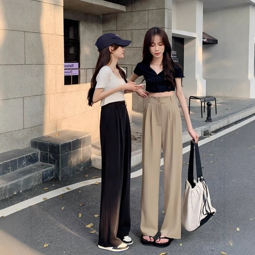 New High Waist Drooping Straight Pear Shapes Pants - D&A