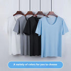 Advanced Ice Silk Round Neck Solid Color Short Sleeve Shorts Suit - D&A