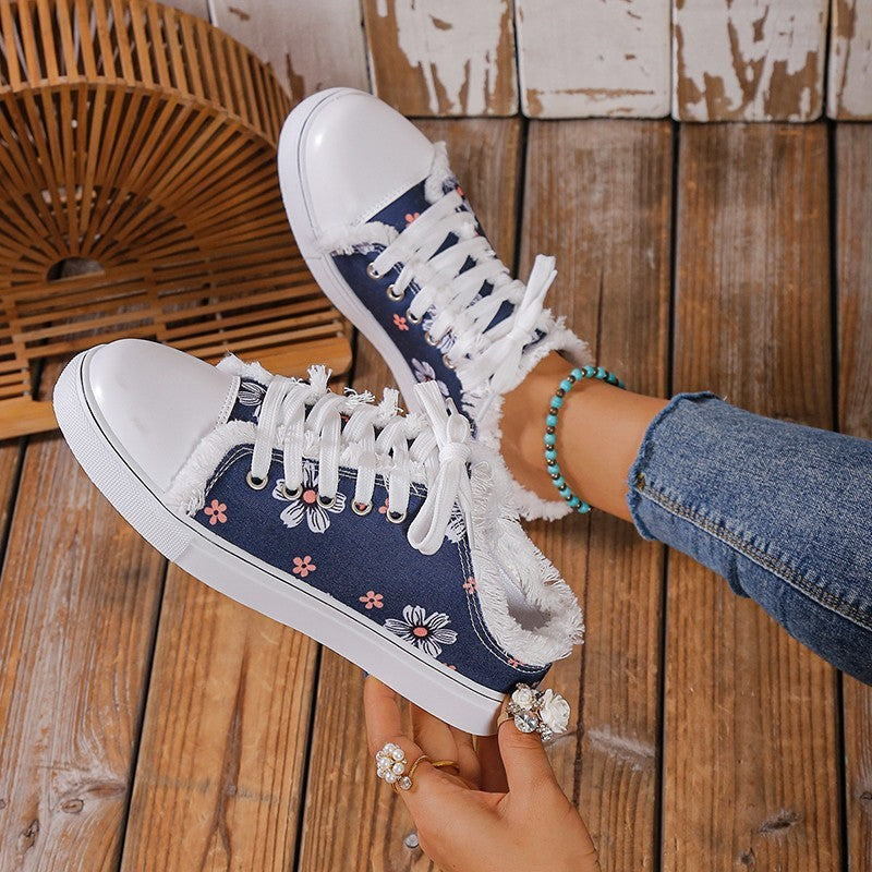 Spring And Autumn New Casual All-match Flat Lace-up Plus Size Low-top Canvas Shoes For Women - D&A