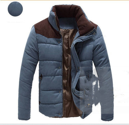 Warm Causal Parkas Male Outerwear Windbreak Jackets Coats Blue gray - D&A