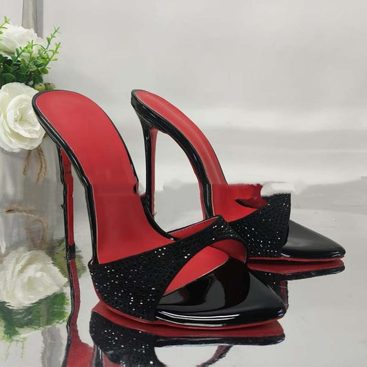 Rhinestone Ankle-strap Open Toe Sandals And Slippers Fashionable All-matching - D&A