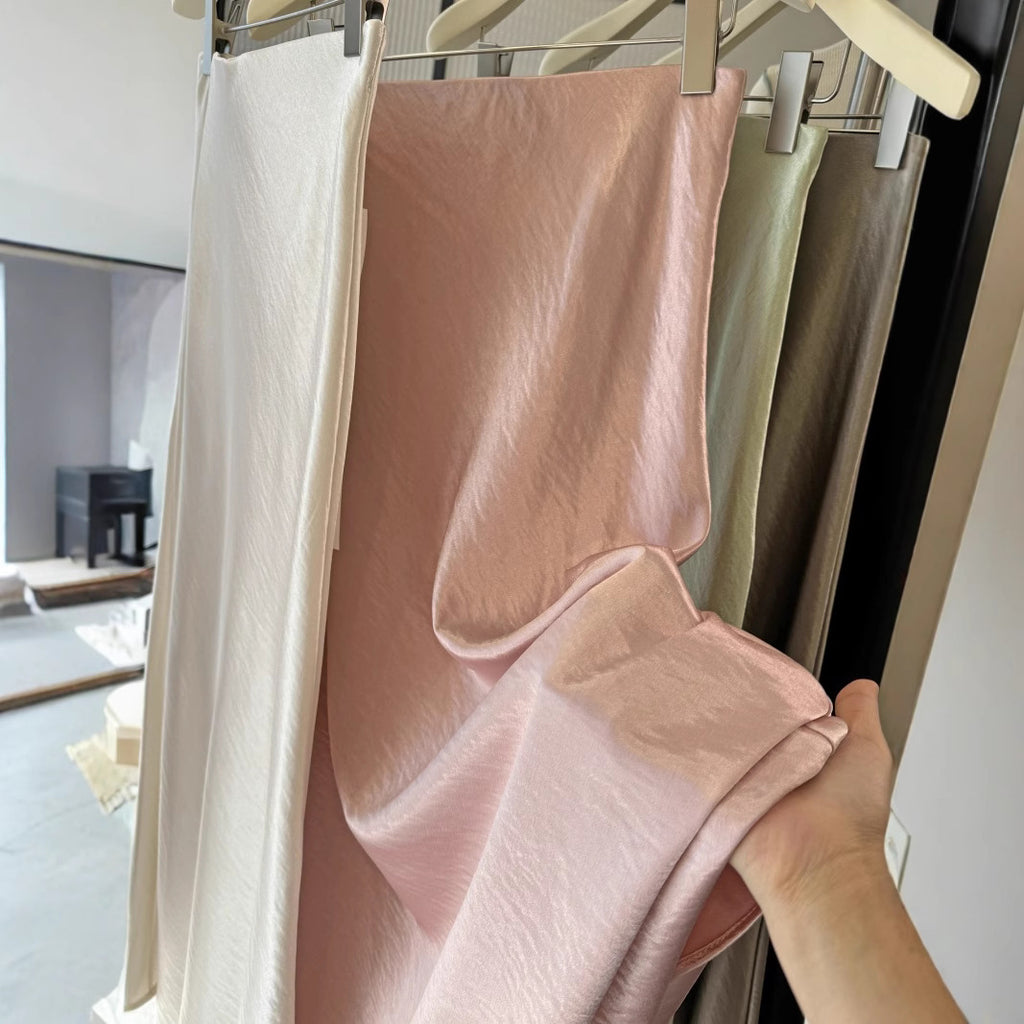 Simple Graceful Draping Acetate Satin Fishtail Skirt For Women - D&A