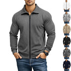 Men's Casual Jacket Solid Color Waffle Turn-down Collar Coat - D&A