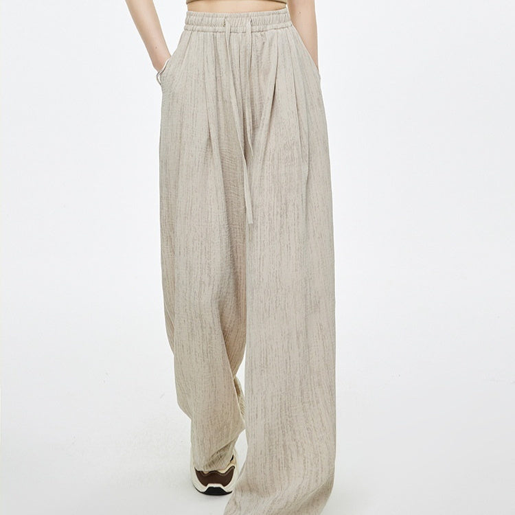 High Waist Drawstring Texture Feeling Lazy American Casual Mopping Pants - D&A