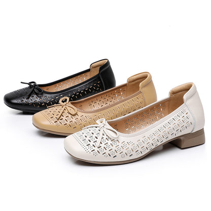 Summer Genuine Leather Breathable Low-cut Women's Shoes - D&A