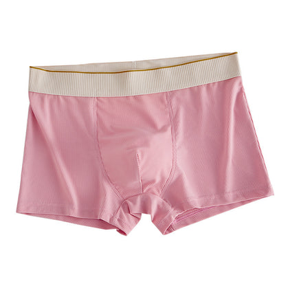 Ice Silk Stripes Men's Boxers Comfortable And Breathable Pink - D&A