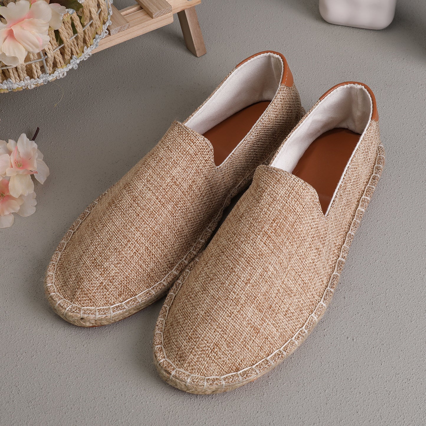 Sweat-absorbent Breathable Lazy Cloth Shoes Loafers Men T206 Dark Brown - D&A