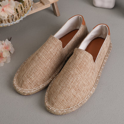 Sweat-absorbent Breathable Lazy Cloth Shoes Loafers Men T206 Dark Brown - D&A