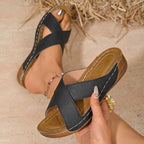 Women's Cross Wedge Platform Beach Casual Sandals - D&A