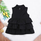 Fashion Simple Solid Color Sleeveless Small And Medium Girl Dress - D&A