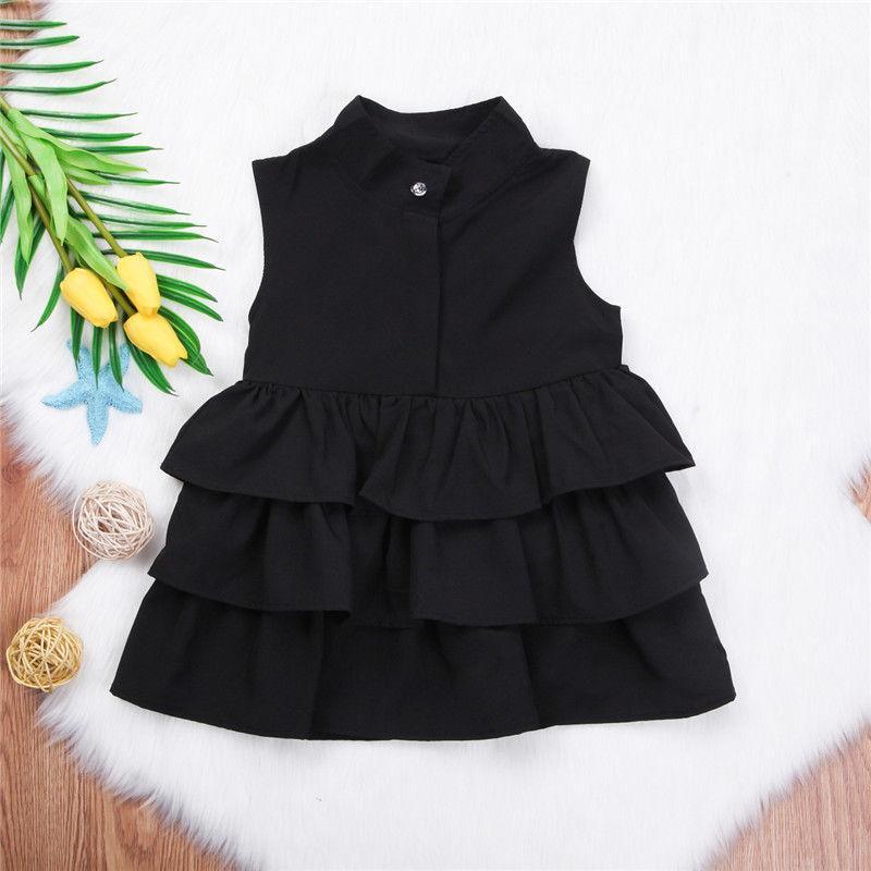 Fashion Simple Solid Color Sleeveless Small And Medium Girl Dress - D&A
