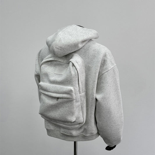 Back Schoolbag Design Men's Coat Flower Gray - D&A