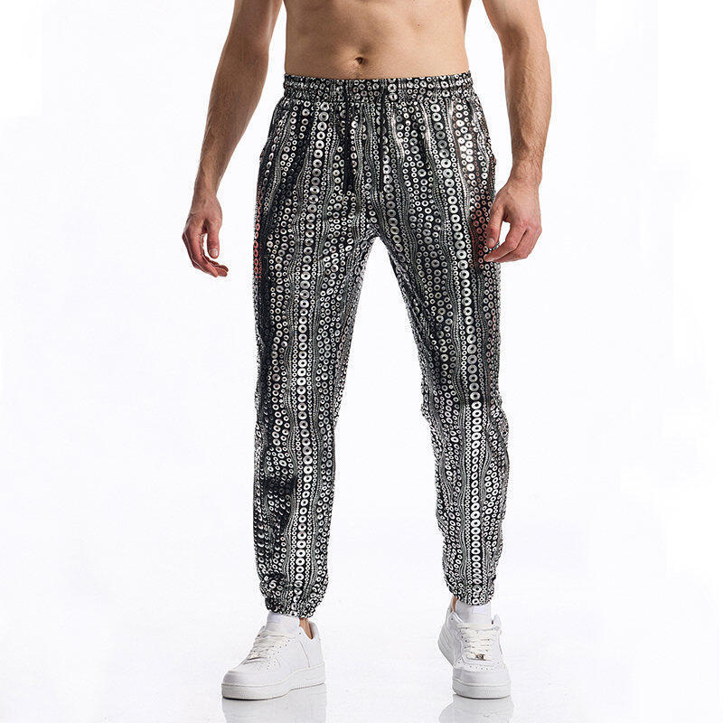 Men's New Round Wave Bronzing Hip Hop Glossy Casual Pants Men - D&A