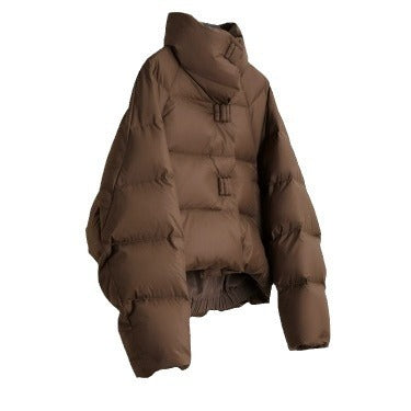 Coffee Color Cotton-padded Clothes Short Cotton Coat - D&A