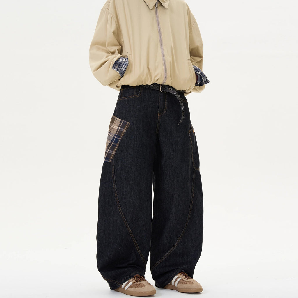 Spring And Autumn Loose Retro Casual Pants Coffee Grid - D&A