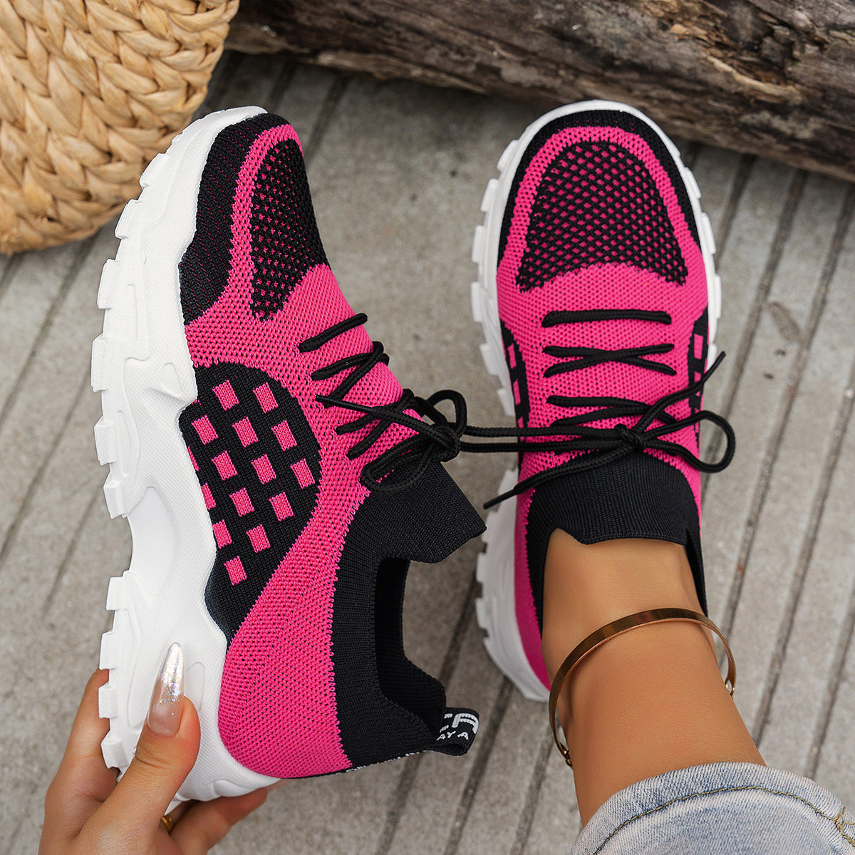 Fashion All-match Sneaker Platform Casual Casual And Comfortable Black And Red - D&A