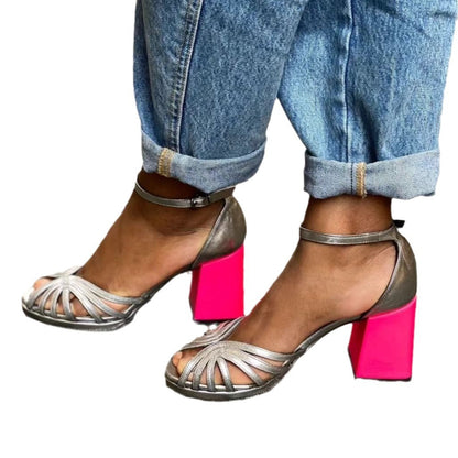 Women's High Heel Fashion Peep Toe Buckle Sandals - D&A