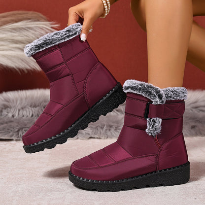 Women's Snow Boots Plus Size Wear-resistant Comfortable Warm Boots Red - D&A
