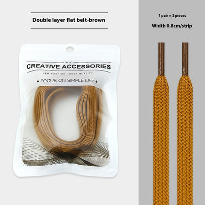 White Shoes Colorful Bandlet Shoelaces Brown - D&A