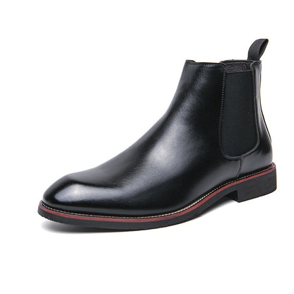 Autumn And Winter Fleece-lined Men's Plus Size Fashion Short Boots 80218 Black - D&A