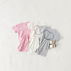 Heart Printing Short Sleeve Suit Korean Style Baby Boys' And Girls' Clothing Two-piece Set - D&A