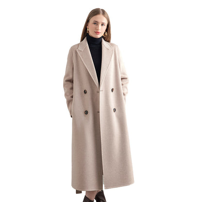 Women's Mid-length Woolen Wool Overcoat Coat - D&A
