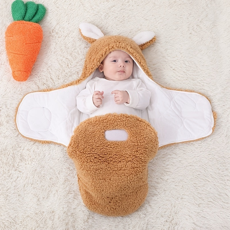 Super Soft Baby Sleeping Bag Fluffy Fleece Newborn Blanket Swaddle Blankets, Unisex Baby Wrap For Newborn Baby Boys Girls With Head-Protecting & Head-Supporting Function, Wearable Swaddle Sleep Sack - D&A