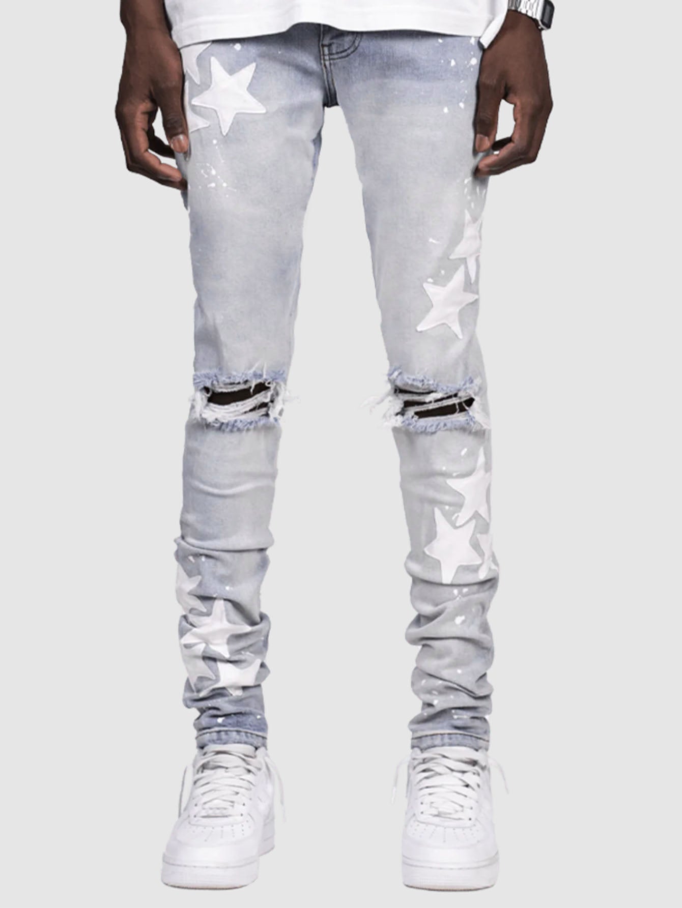 Men's Slim Stretch XINGX Fashion Jeans Light Blue - D&A