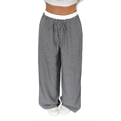 Women's Stitching Striped Casual Trousers - D&A