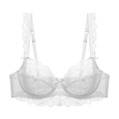 Transparent Lace Bra Ultra-thin Plus Size Bra White - D&A