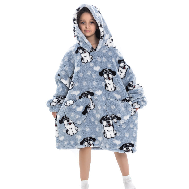 Oversized Thermal Sweatshirt Lazy Sweatshirt Kids Big ear dog warm clothes One size - D&A