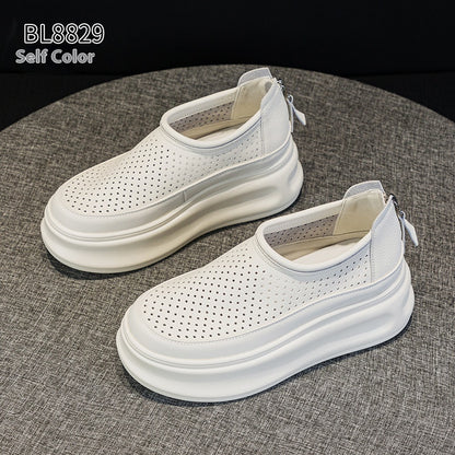 Women's Platform Sneakers Spring And Summer All-match Hollow Out Beige - D&A