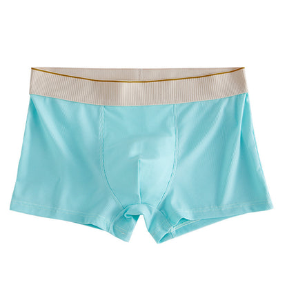 Ice Silk Stripes Men's Boxers Comfortable And Breathable Cyan - D&A