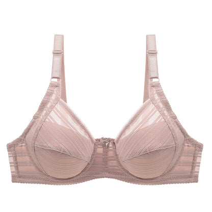 Striped Plus Size Bra Push Up Thin Breathable Bra - D&A
