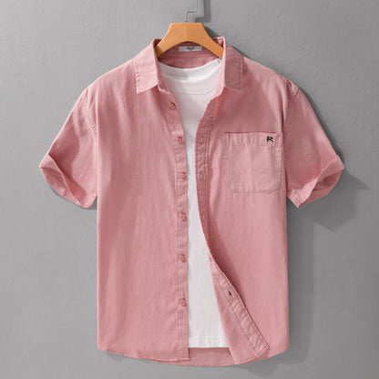 Summer Menswear Simple All-matching Short-sleeved Shirt Light Pink - D&A