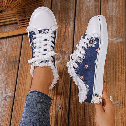 Spring And Autumn New Casual All-match Flat Lace-up Plus Size Low-top Canvas Shoes For Women - D&A