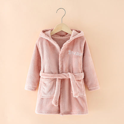 Cartoon Home Clothes Nightgown Bathrobe Children Pajamas Flannel Pink - D&A