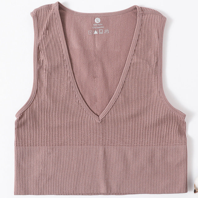 Crop Top Women Vintage Seamless Underwear Bean paste - D&A