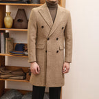 Brown Warm Wool Double Breasted Slim Jacket - D&A
