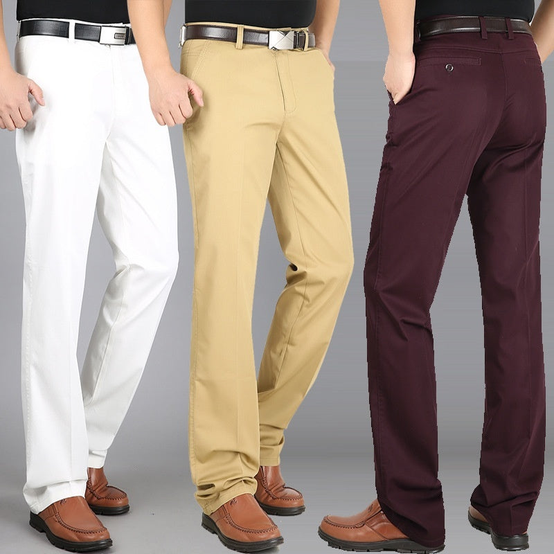 Men's Casual Elastic Cotton High Waisted Loose Pants - D&A