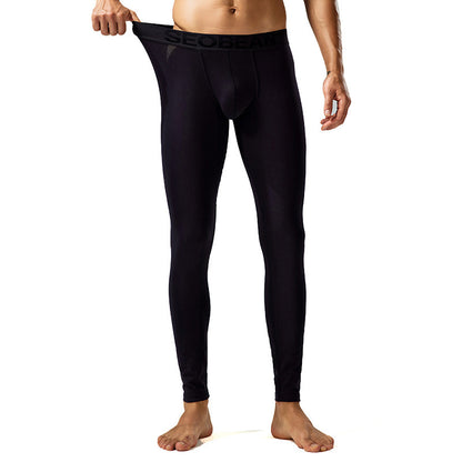 Seobean New Classic Long Johns Men's Fashion Simple Warm Within Long Pajama Pants - D&A