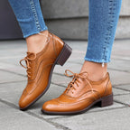 Retro British Contrasting Color Brogue High-cut Lace-up Shoes - D&A